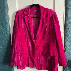Nasty Gal Hot Pink Velvet Blazer